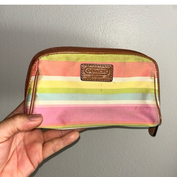 Coach Striped Cosmetic Pouch - Picture 1 of 3